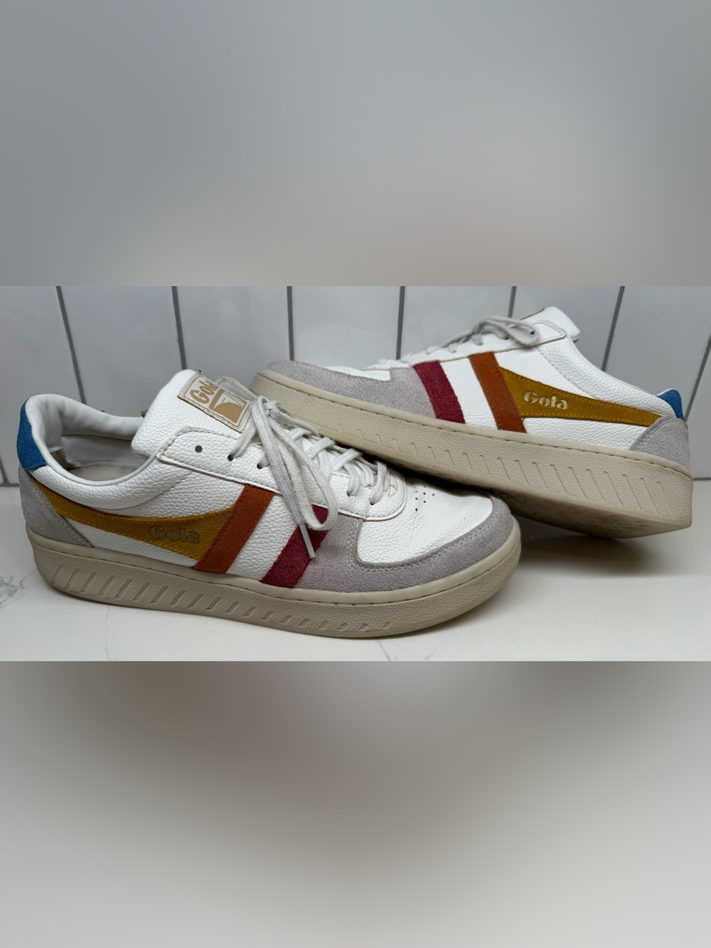 Gola Grandslam Trident Womens Size 11US Fashion Sneakers White Slate Suede Retro